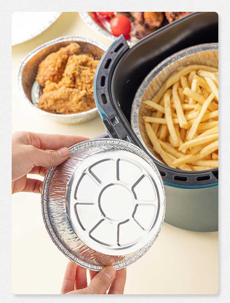 智奉 空气炸锅专用纸盘加厚锡纸碗烘培烤肉盘耐高温锡纸盘铝箔隔油盘