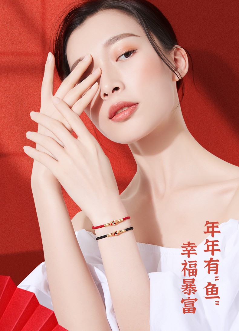 克拉苏(crassus)玲珑骰子安红豆情侣手链一对时尚男女款红手绳相思