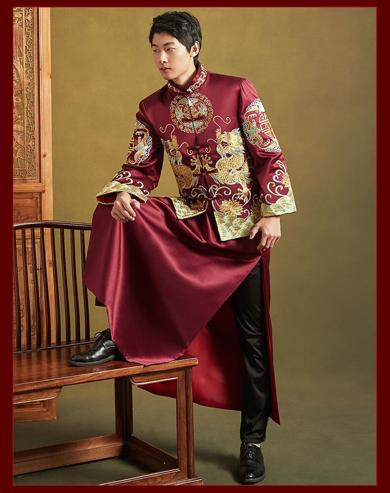 uxoc新郎秀禾服男装2022新款秋季男士敬酒服中式结婚古代唐装男款秀禾