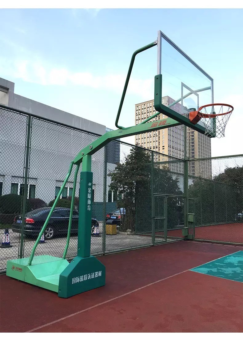 金陵体育移动式单臂篮球架 ydj-2b/11221 配高强度玻璃篮板带轮子 ydj