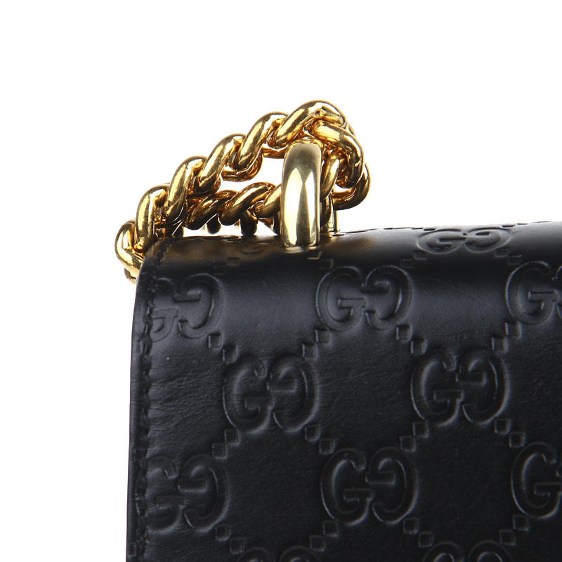 【二手95新】gucci/古驰女包padlock系列大号黑色牛皮单肩包29.