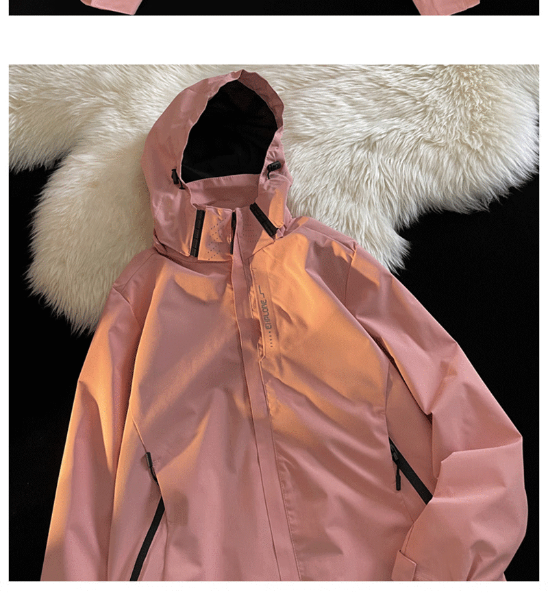 claw money美式冲锋衣外套男日系情侣机能风工装夹克立领连帽外套 米