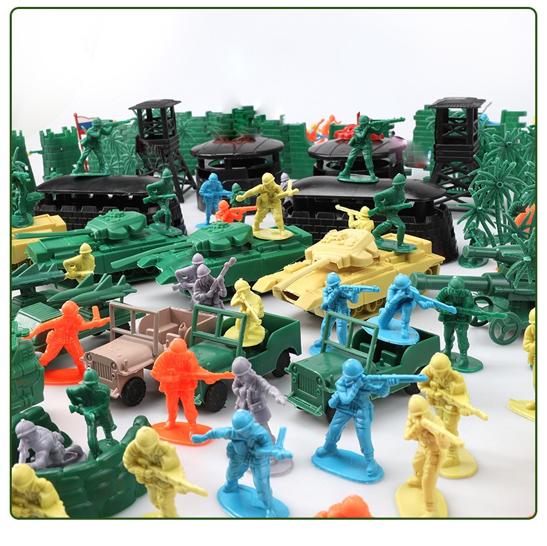 抖音同款新年网红小兵人模型玩具套装塑料兵人小人士兵打仗二战军事