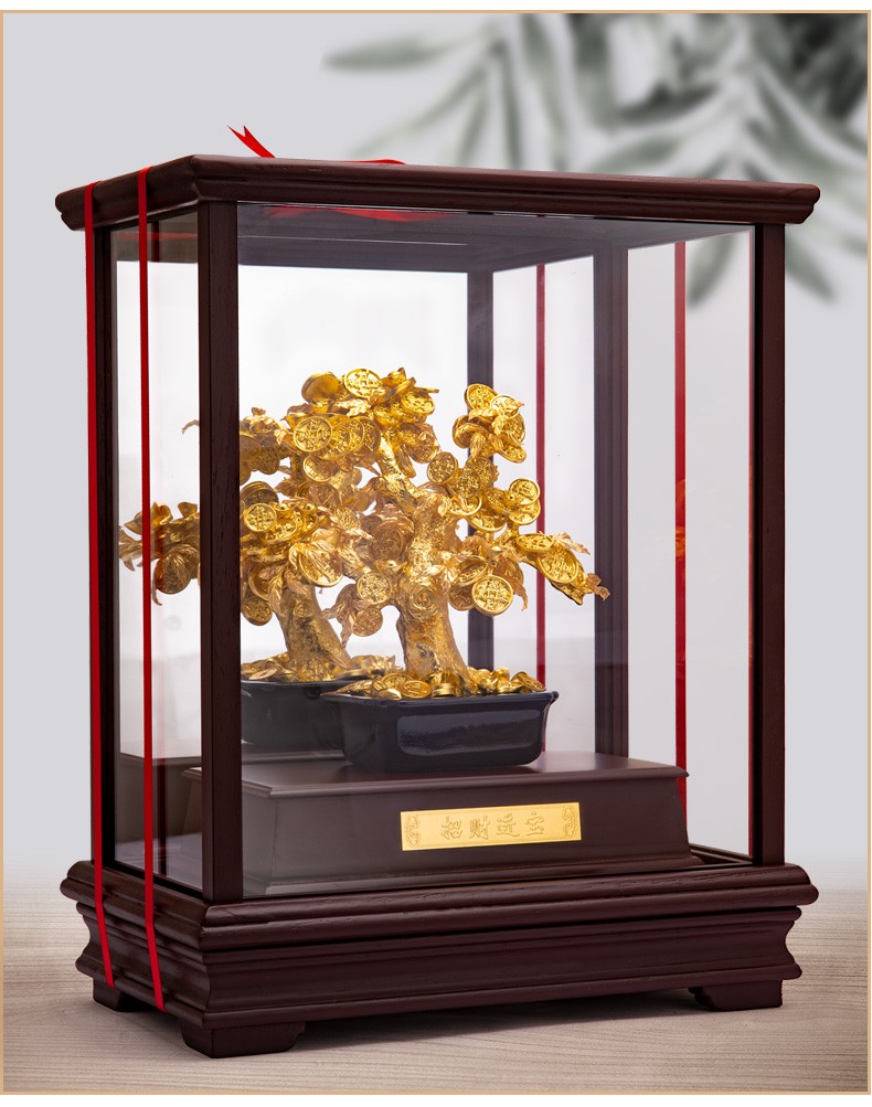 伯莎丹顿足金金箔摇钱树摆件大号送客户朋友开业乔迁礼物家居客厅办公