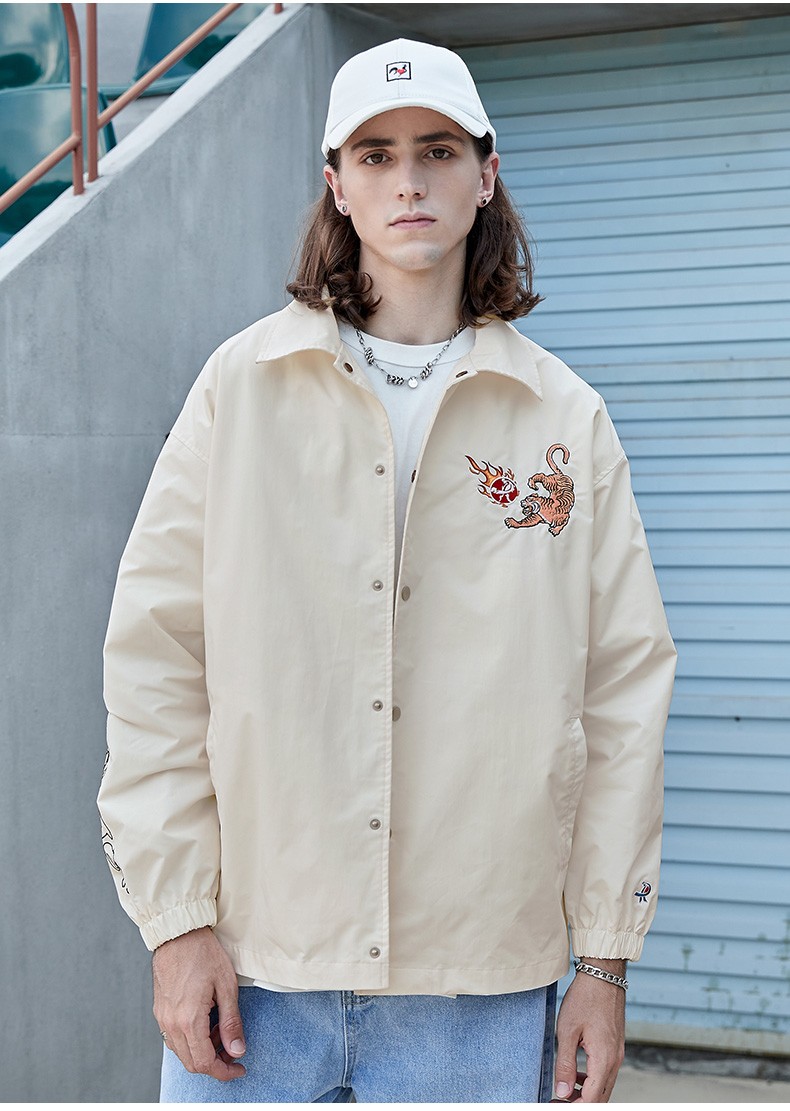 rooster champion法国公鸡冠军运动潮牌教练夹克男宽松国潮刺绣老虎