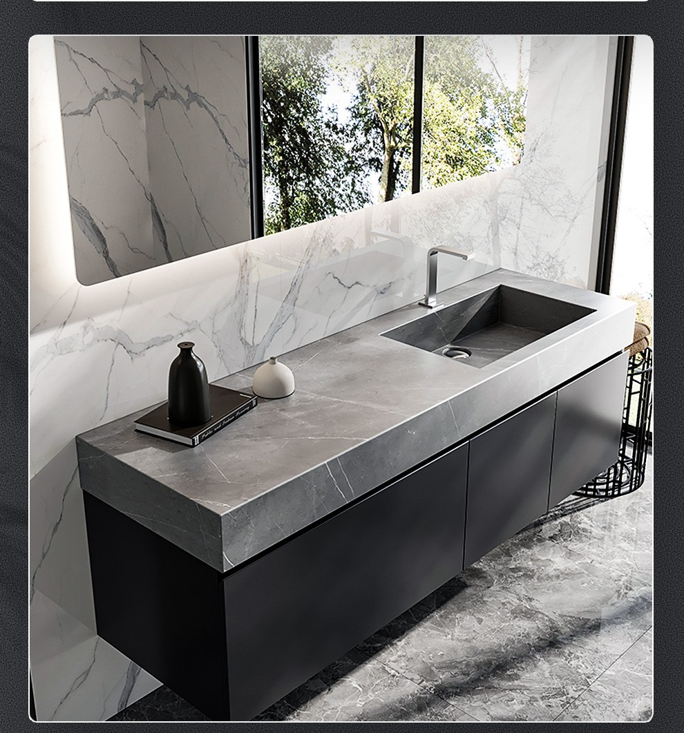 免费拆旧财富村岩板一体盆浴室柜组合套装北欧卫生间轻奢现代简约洗漱