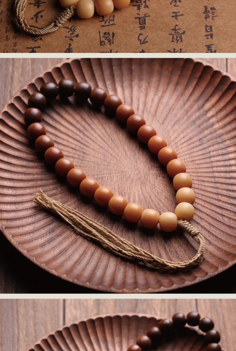 藏木世家纯手工原生态风化果彩虹白玉菩提根手串佛珠手链手持男女文玩