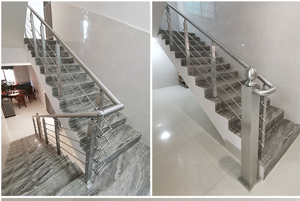 楼梯护栏 楼梯扶手护栏不锈钢楼梯扶手立柱室内外自装楼梯方管拉丝
