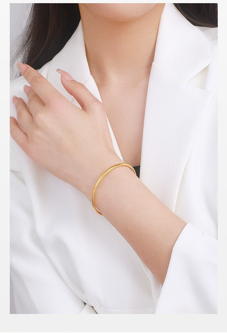 周大生 黄金手镯足金亮面光圈手镯简约百搭送女友送妈妈礼物预售按克