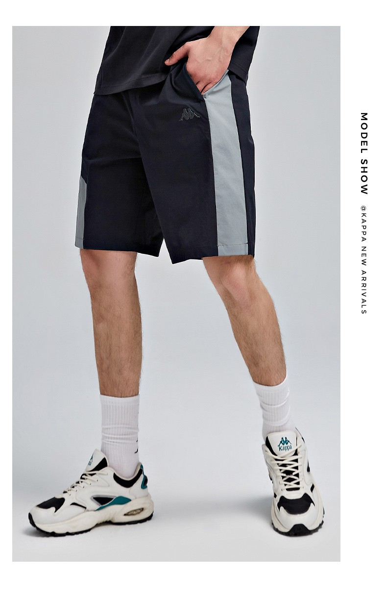 kappa卡帕短裤2021新款男梭织运动裤休闲短裤篮球短裤k0b32dy41 黑色