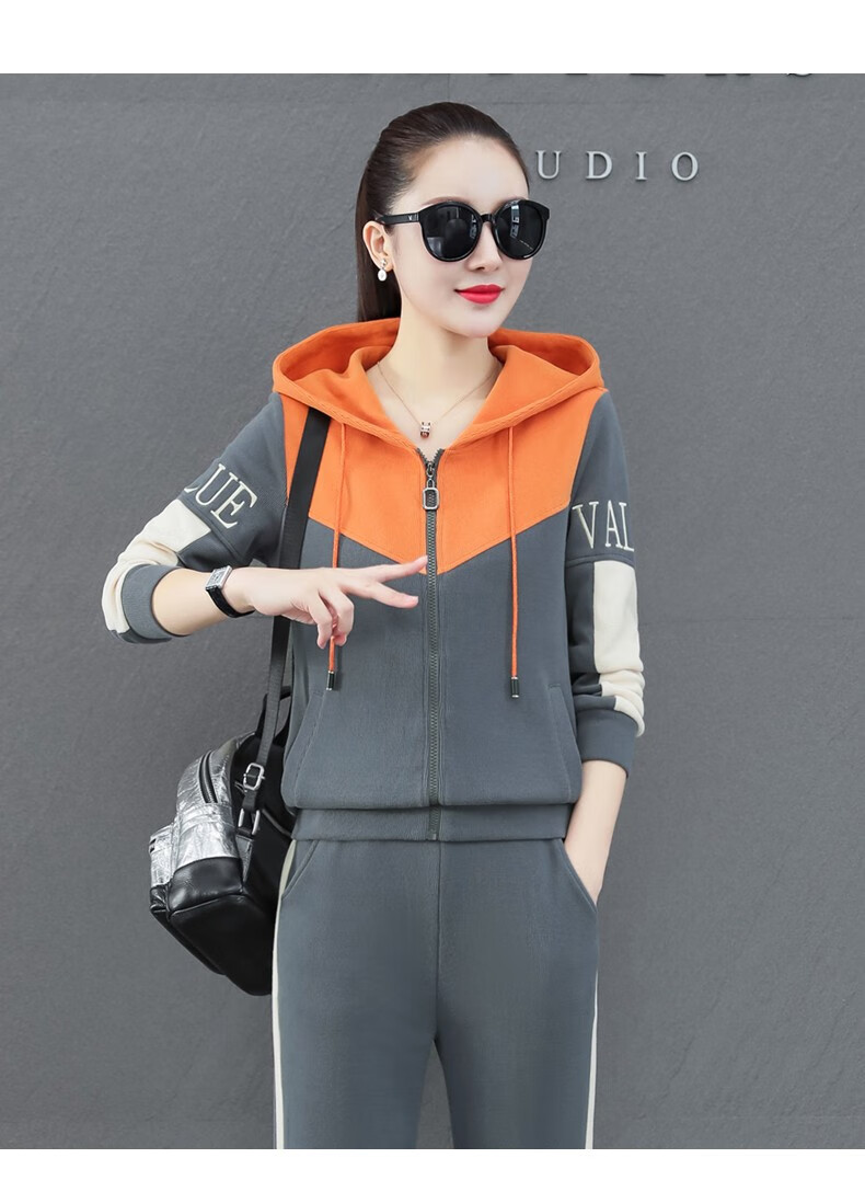 品牌运动套装女春秋季新款时尚大码女装羽毛球网球服套装显瘦休闲衣服