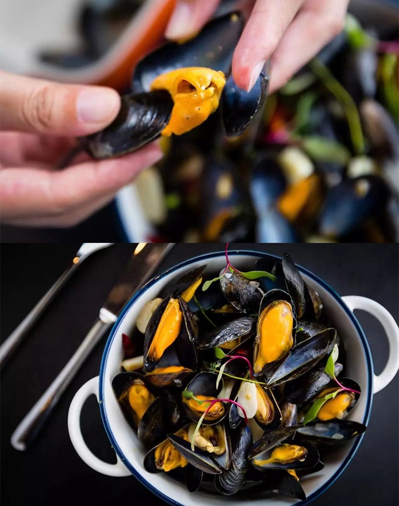 法国空运进口aop红标鲜活蓝贻贝青口贝有机鲜活的淡菜蓝口贝blue