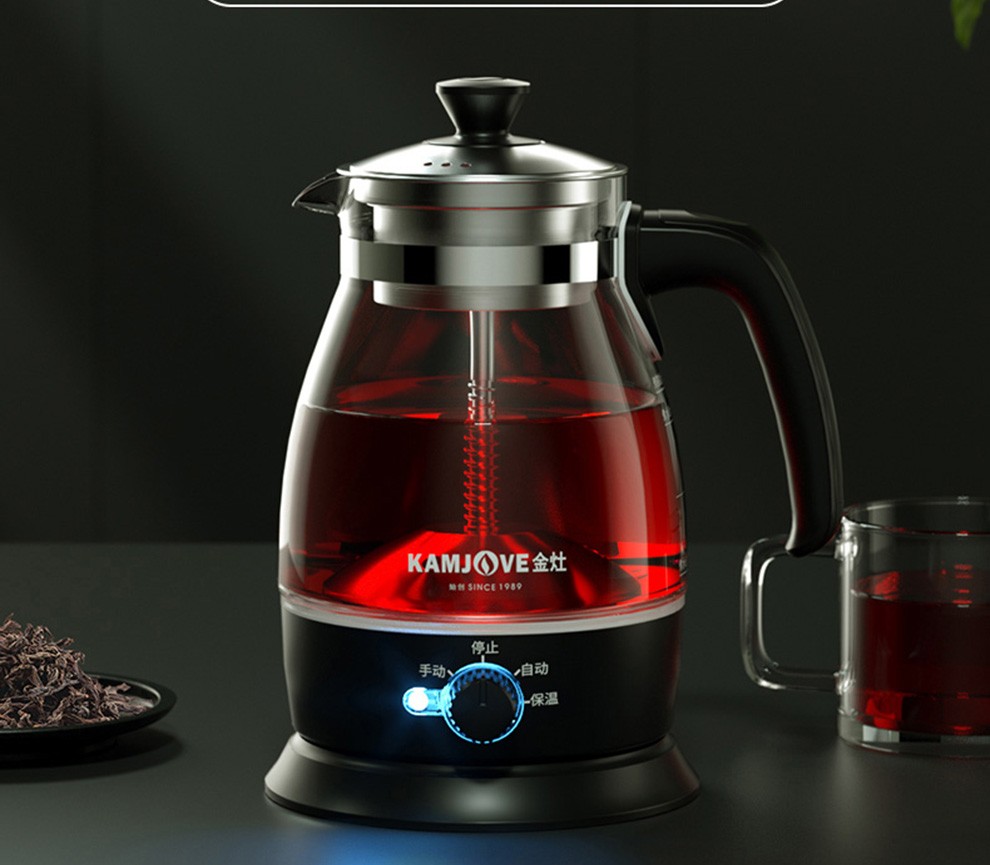 家用多功能玻璃煮茶壶养生壶电水壶茶具烧水壶电茶壶 金灶a-52(珍珠黑