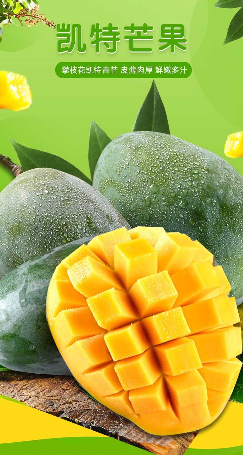 春光岛 攀枝花凯特芒果 新鲜老树上熟大桂七青芒果10斤孕妇水果精品