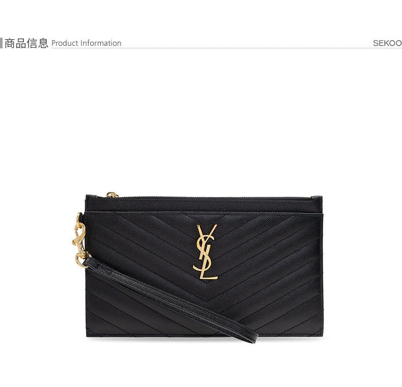 ysl圣罗兰女包monogram牛皮粒面压印手拿包636313-bow01-1000 黑色