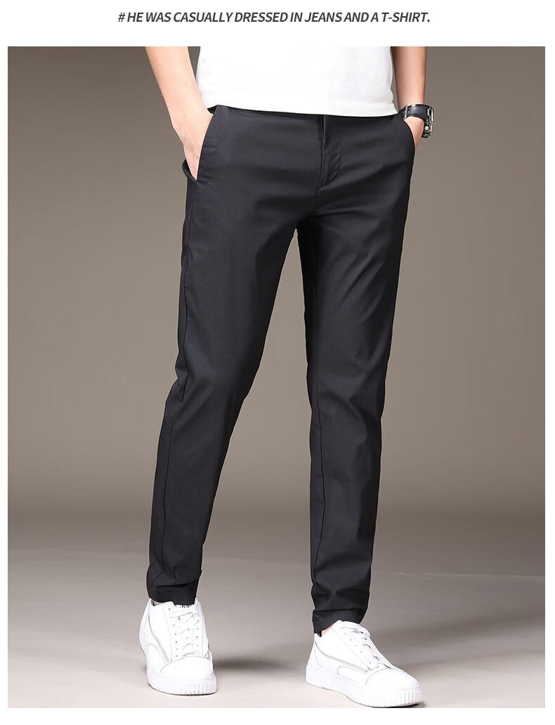 凯铭唐kaimingtang春夏季新款休闲长裤子男士修身直筒官方裤潮牌韩版