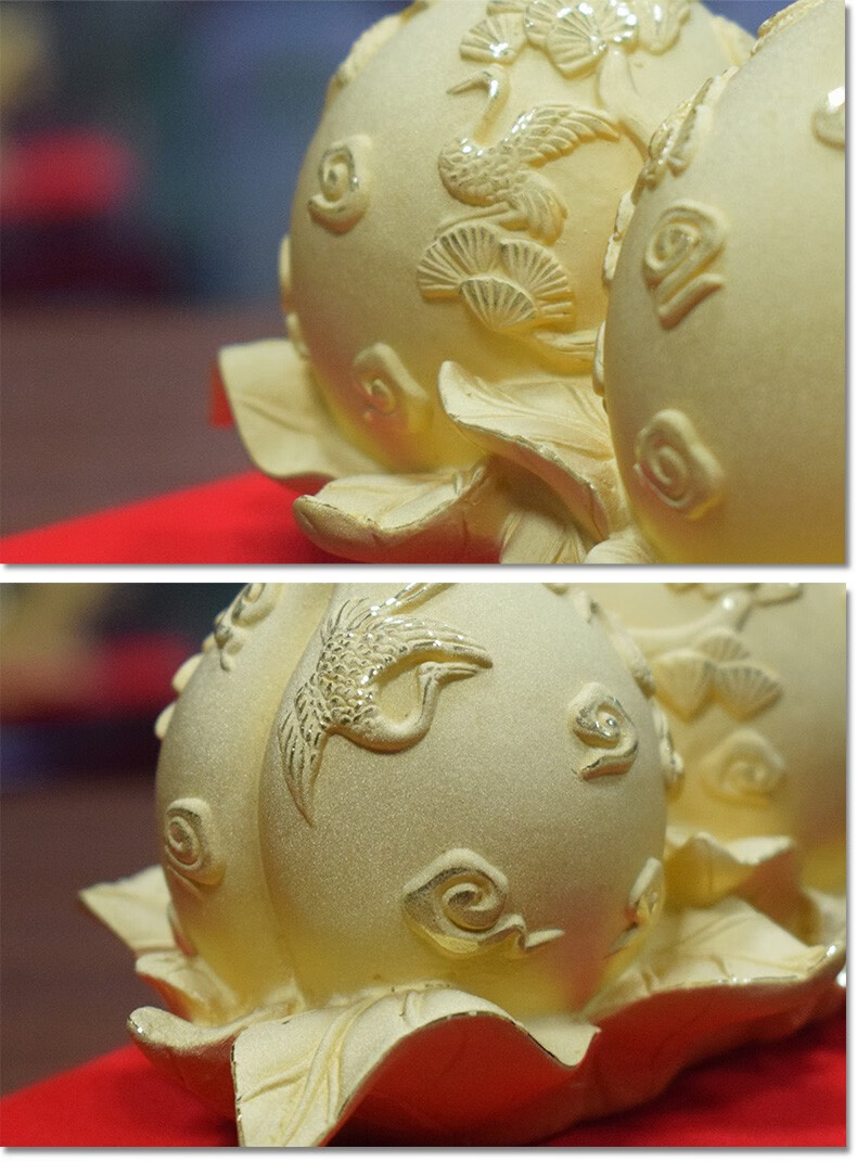 贝伊乐绒沙金寿桃摆件千足黄金送爷爷奶奶6070大寿礼物老人生日礼物