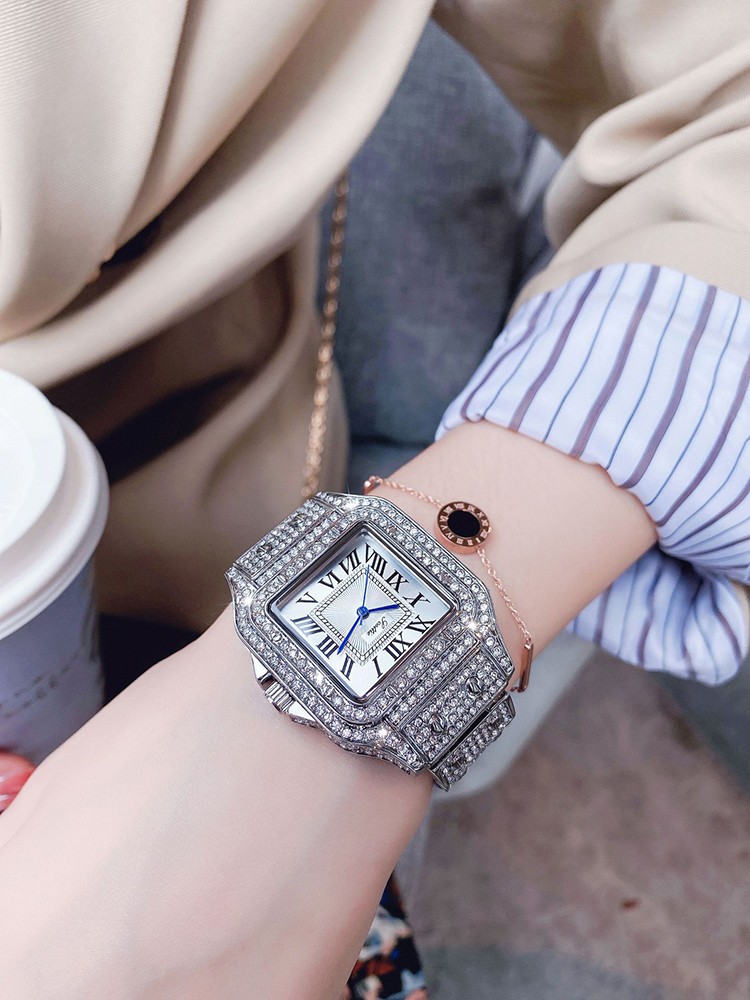 2021新款抖音雅嘉怡手表同款时尚气质小方表复古罗马女表镶钻表带石英