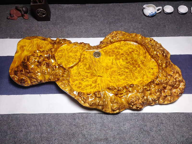 缅甸黄金樟根雕茶盘头层包边实木整块树根茶海 77* 41* 5cm【图片
