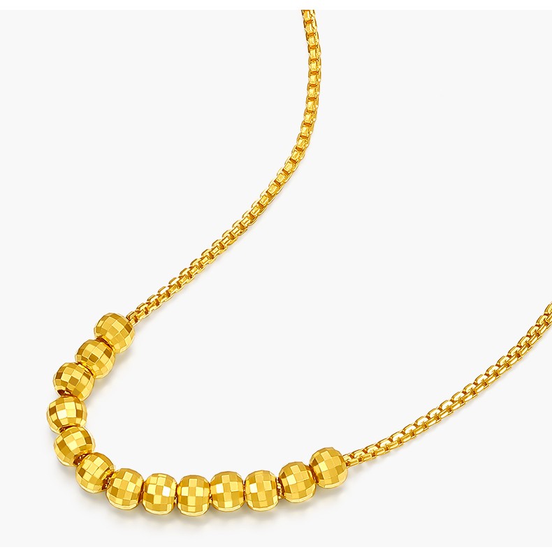 六桂福珠宝黄金项链女足金圆珠细链子5g黄金链坠母亲节礼物 4.