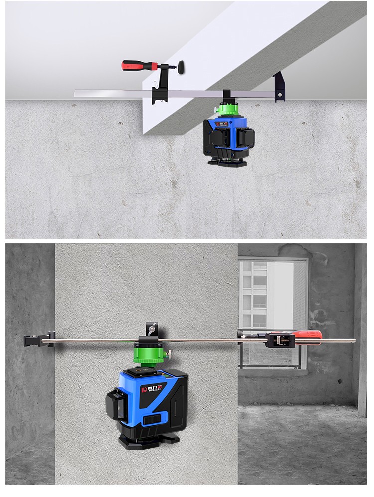 德力莱砌墙砌砖神器12线红外线水平仪绿光8线砌墙仪上梁夹横竖梁可夹