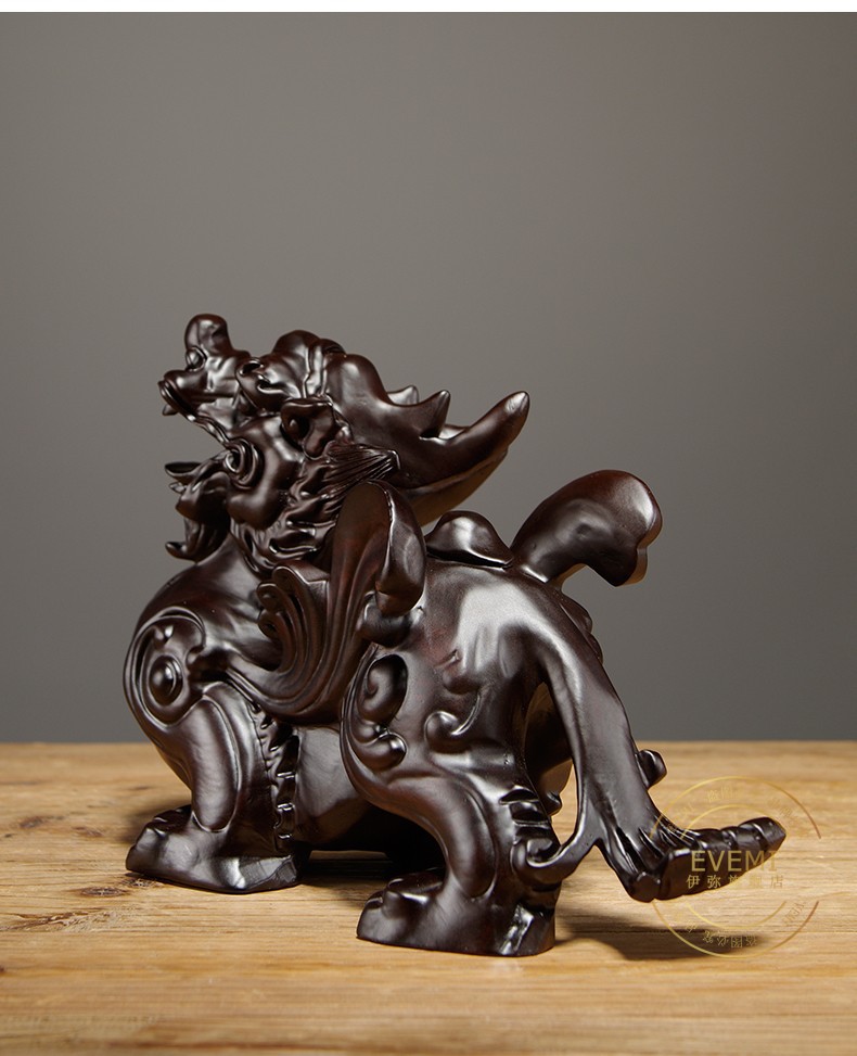 伊弥木雕摆件黑檀木雕貔貅摆件大翅膀成对实木客厅家居摆设品送朋友