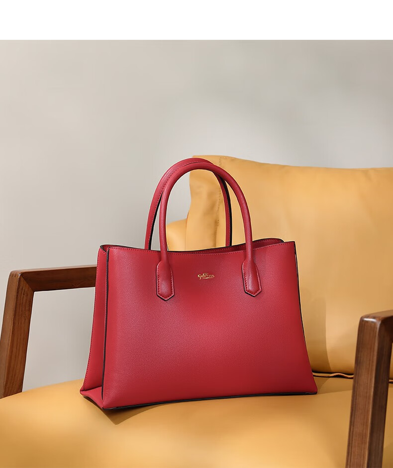 金利来女包轻奢真皮手提包托特包纯色牛皮百搭通勤休闲