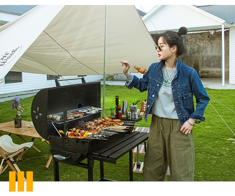 户外工匠田园烧烤架家用美式户外烧烤炉木炭5人以上碳烤架子别墅花园