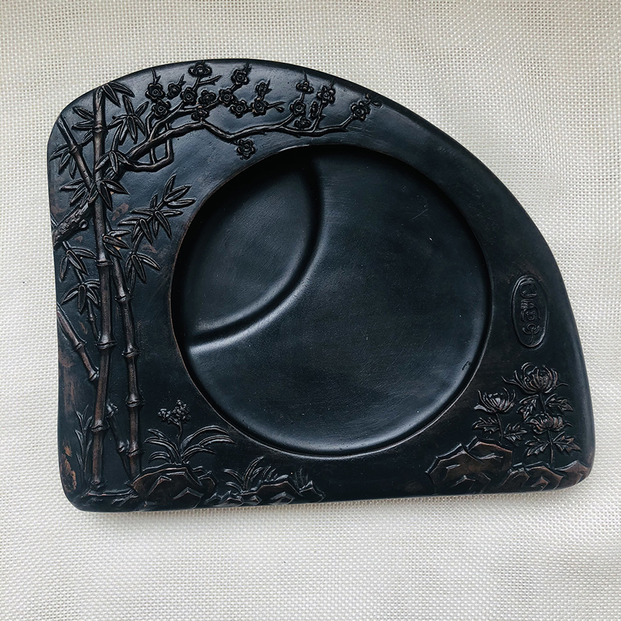 文房清供 四大名砚-澄泥砚8【梅兰竹菊】端砚