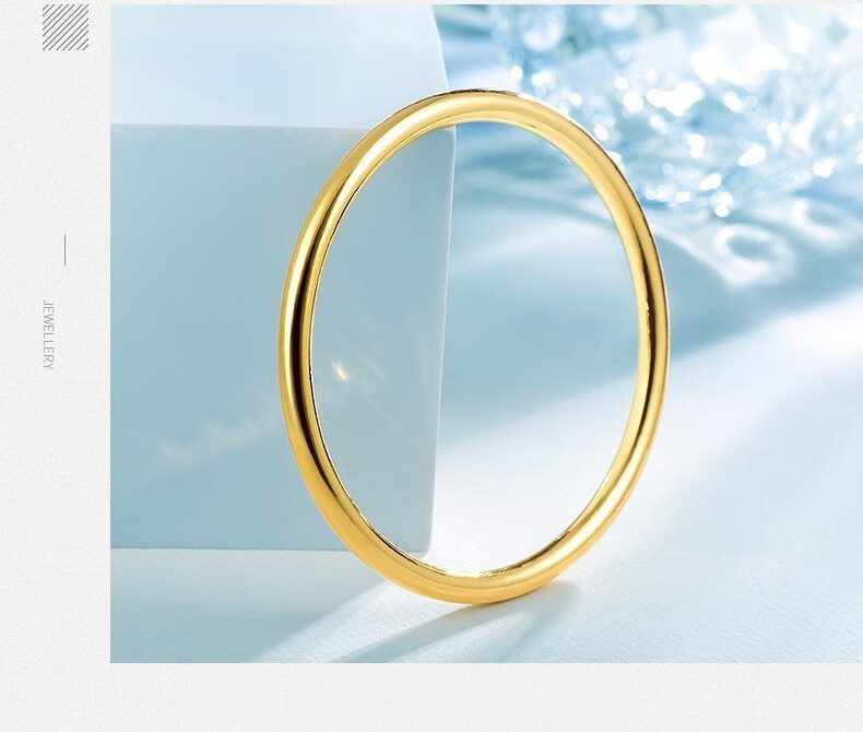 喜金珠宝黄金光面手镯女足金999圆杆素圈闭口金镯子送女友送老婆定做