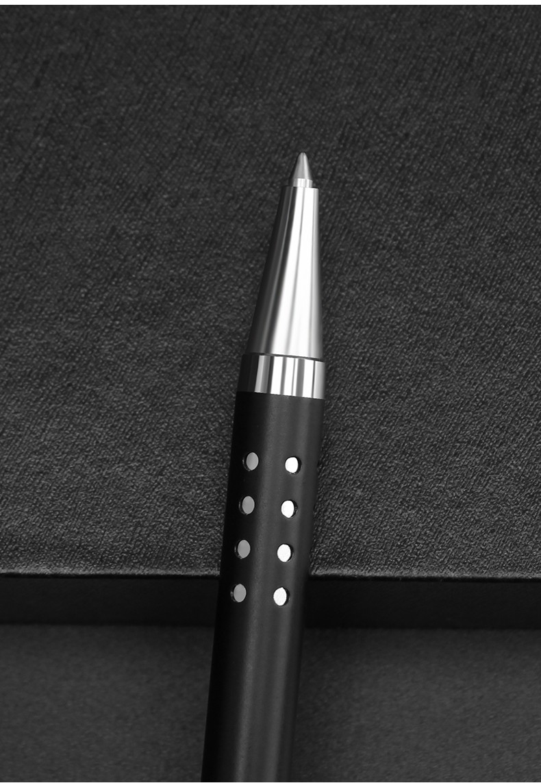 三口金属按动中性笔05mm黑色商务办公签字笔刻字私人定制ins冷淡风细