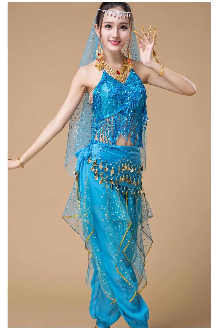 文演印度肚皮舞服装女性感初学者肚皮舞上衣鼓舞演出舞蹈服饰 黄色 七