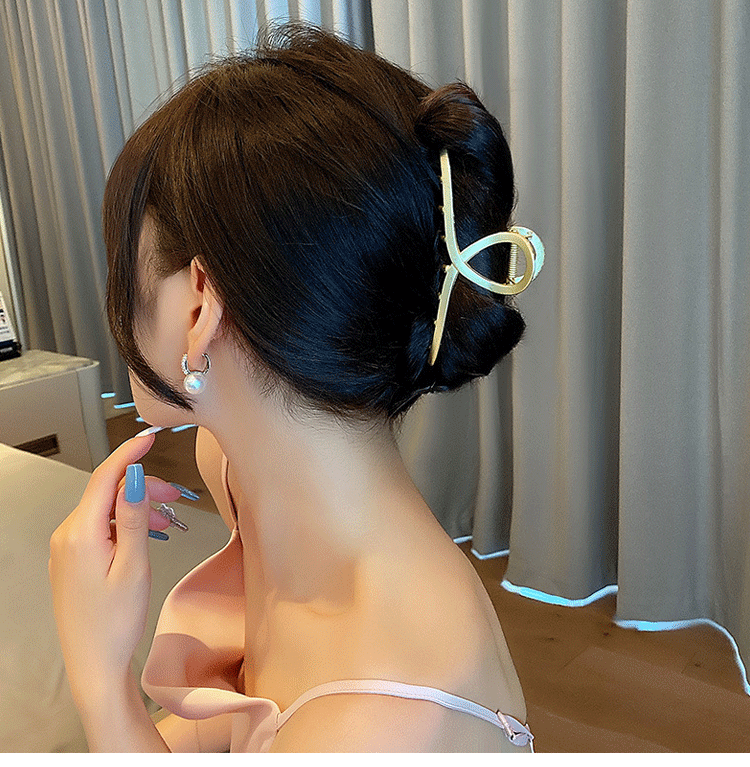 杰唯伊韩国ins珍珠发夹女后脑勺大号网红发抓鲨鱼夹子抓夹发卡顶夹