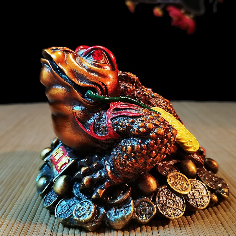 伯莎丹顿纯铜金蟾摆件蹲金币款彩绘款三足蟾蜍店铺办公室客厅入户玄关