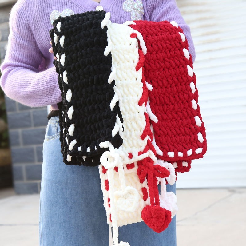 可爱编织围巾粗冰条线手工编织围巾diy材料包自织围巾原创送女友礼物