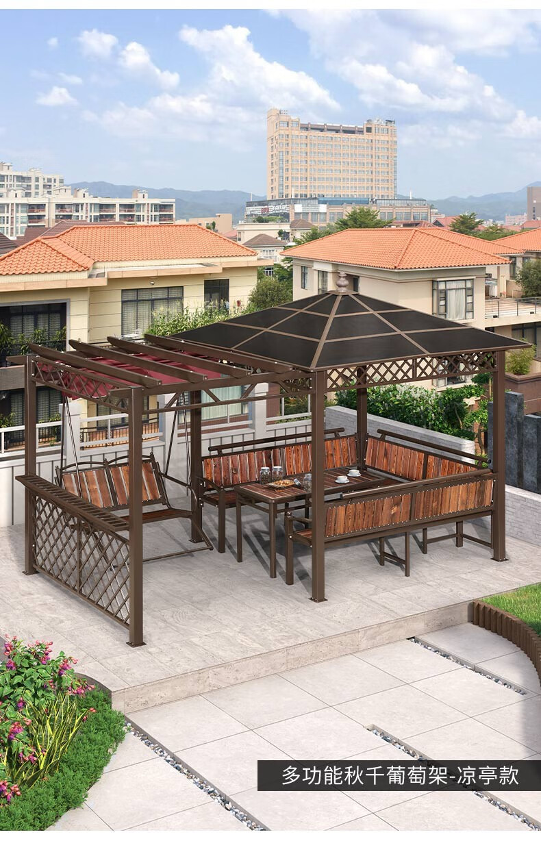 紫叶户外凉亭葡萄架防腐木实木室外露台露天阳台天台楼顶花园庭院亭子