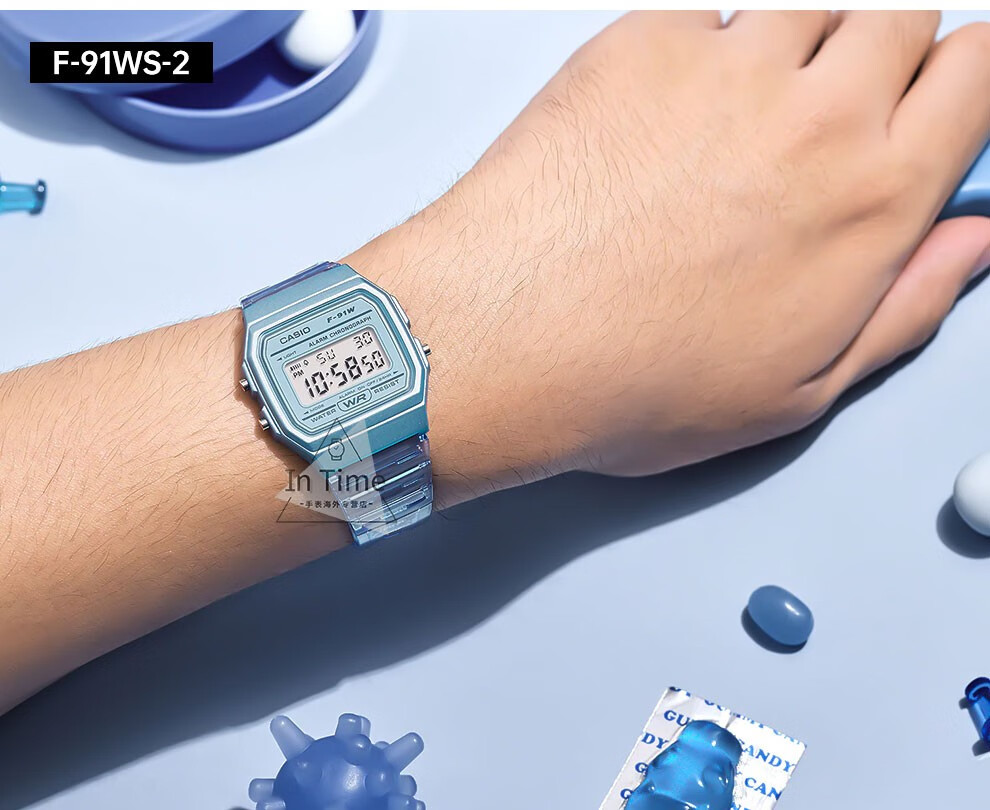 卡西欧(casio)小方表1989复古f91系列学生防水石英表 f-91wm-3a【图片