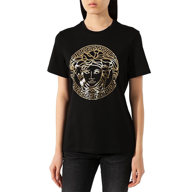 versace范思哲女士t恤棉质烫金美杜莎logo短袖套头上衣a85756a228806