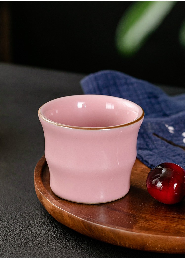 容山堂固德樱花粉汝窑茶杯大号主人杯单杯个人专用女茶具功夫茶盏樱花