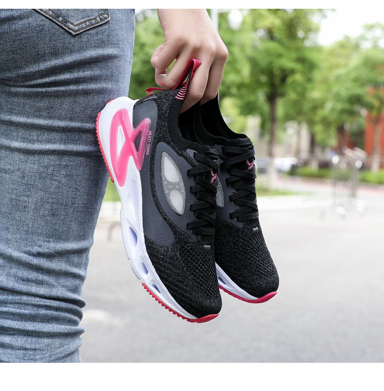 匹克跑步鞋女悦跑8代2021年冬季网面透气缓震回弹休闲慢跑鞋系列粉