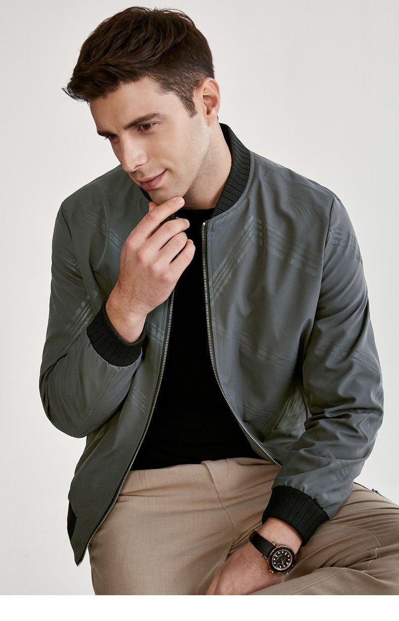 欧迪鸟品牌男装夹克男商务休闲印花棒球领外套男秋季新款中青年男士