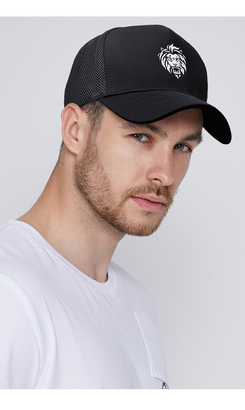 hephsoron轻奢品牌夏季时尚霸气雄狮刺绣帽子男士夏天后网透气鸭舌帽