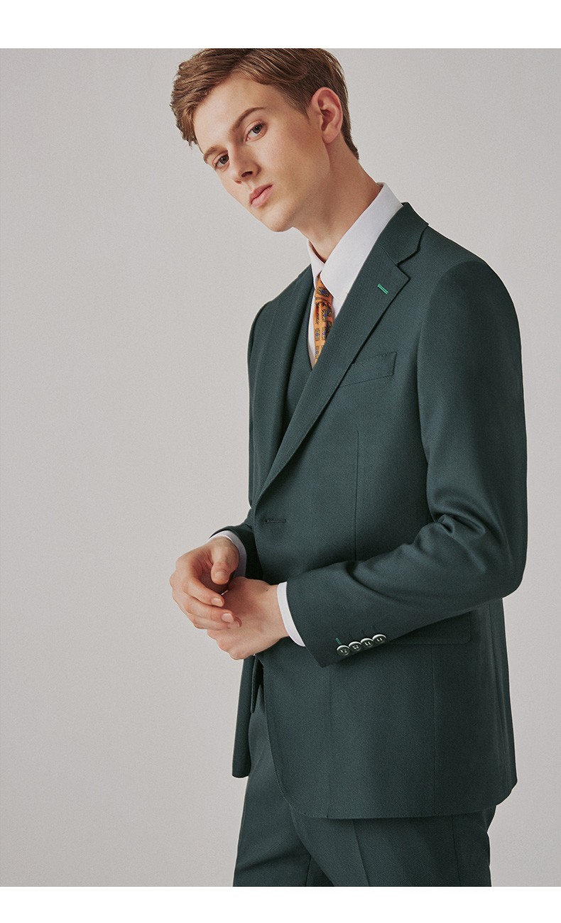 suitup休塔西装套装男墨绿色英伦复古西服商务修身正装定制墨绿色上衣