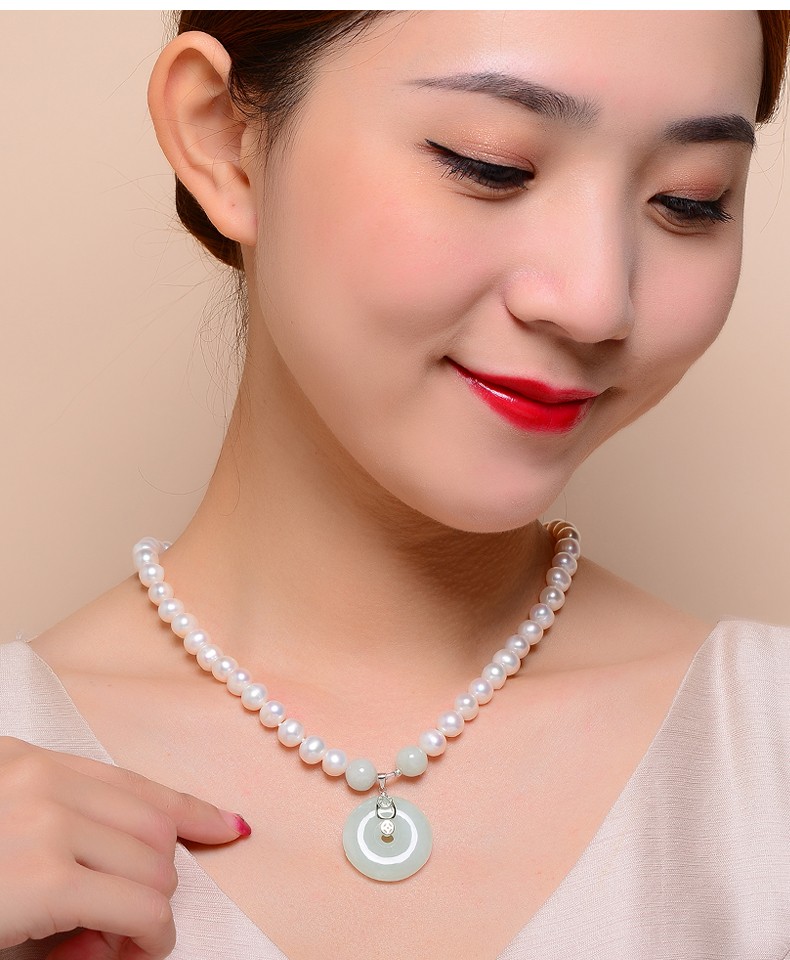 劳梭珍珠项链妈妈款翡翠佛套链925银扣佛祖颈链母亲节礼物送妈妈婆婆