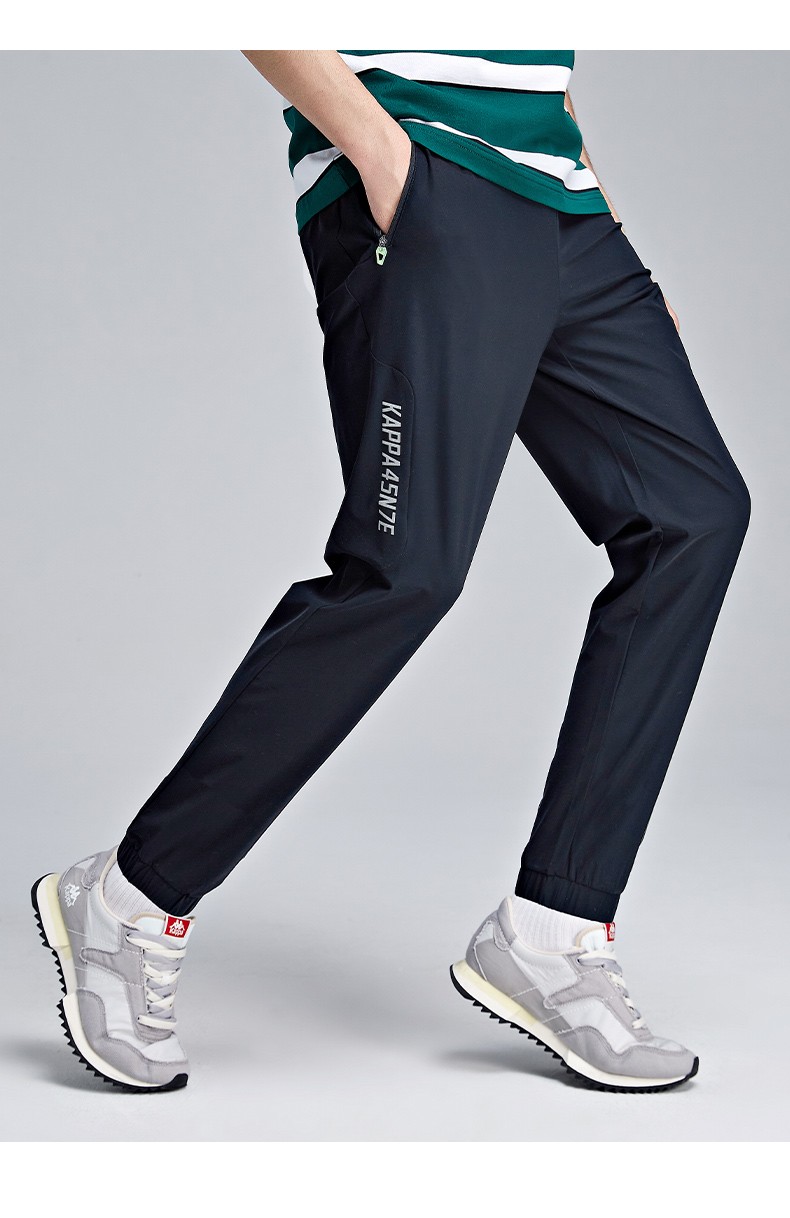 kappa卡帕运动裤男针织长裤休闲裤小脚卫裤黑色990l