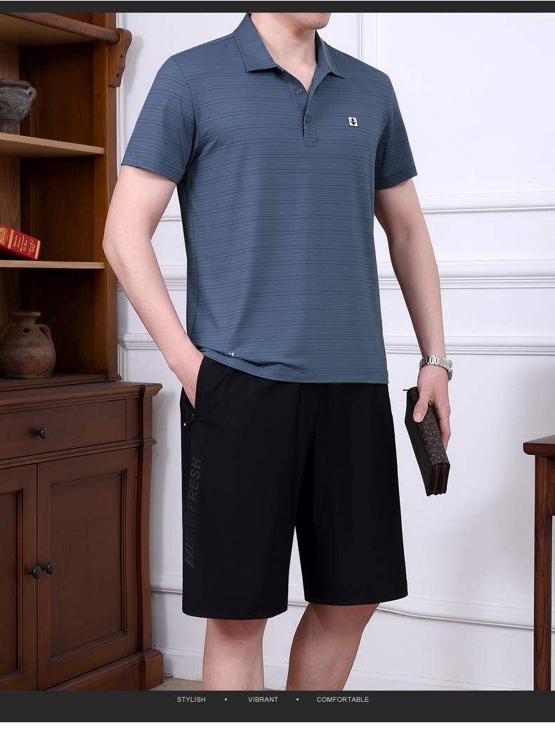 cenpin品牌冰丝运动套装男夏季高端2022新款中老年宽松运动服男士夏装