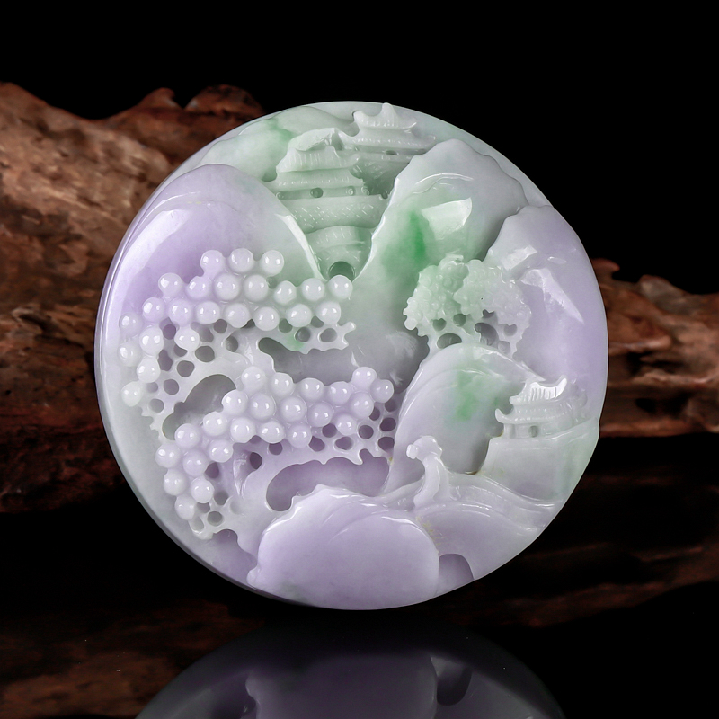 冰芝玉翡翠珠宝 春带彩山水牌 80.69g【图片 价格 品牌 报价】-京东