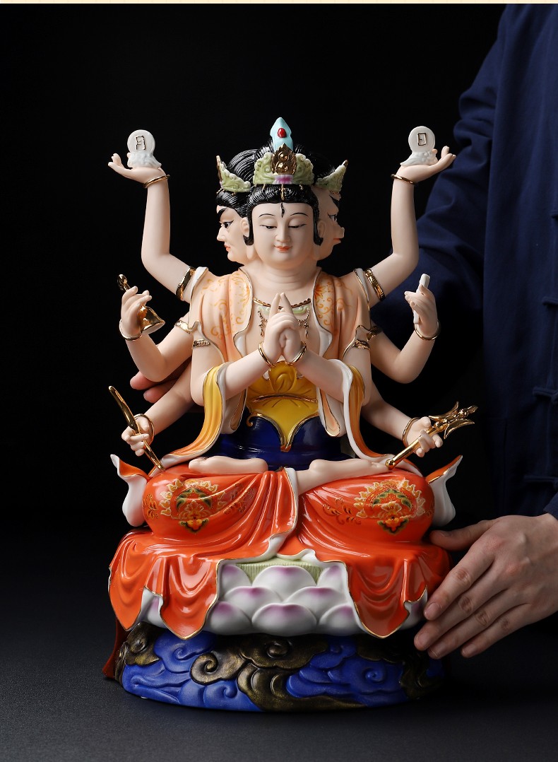 七珍12吋16吋斗姆元君斗母陶瓷神像摆件道教斗姥星君家用居家供奉h470