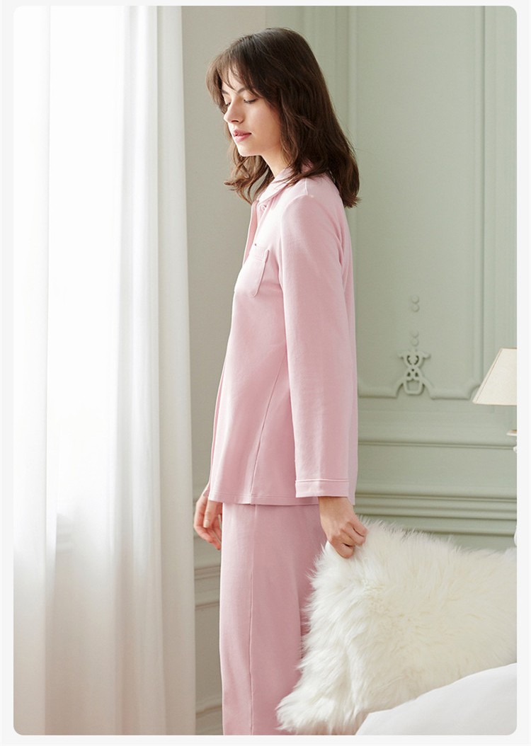 曼妮芬舒适亲肤家居套装舒适棉质家居服宽松女士家居服套装100粉色l码