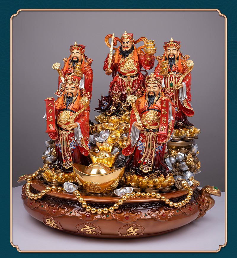 家用店铺财神佛像供奉家居客厅玄关装饰工艺品摆件 五路财神(琉晶彩)